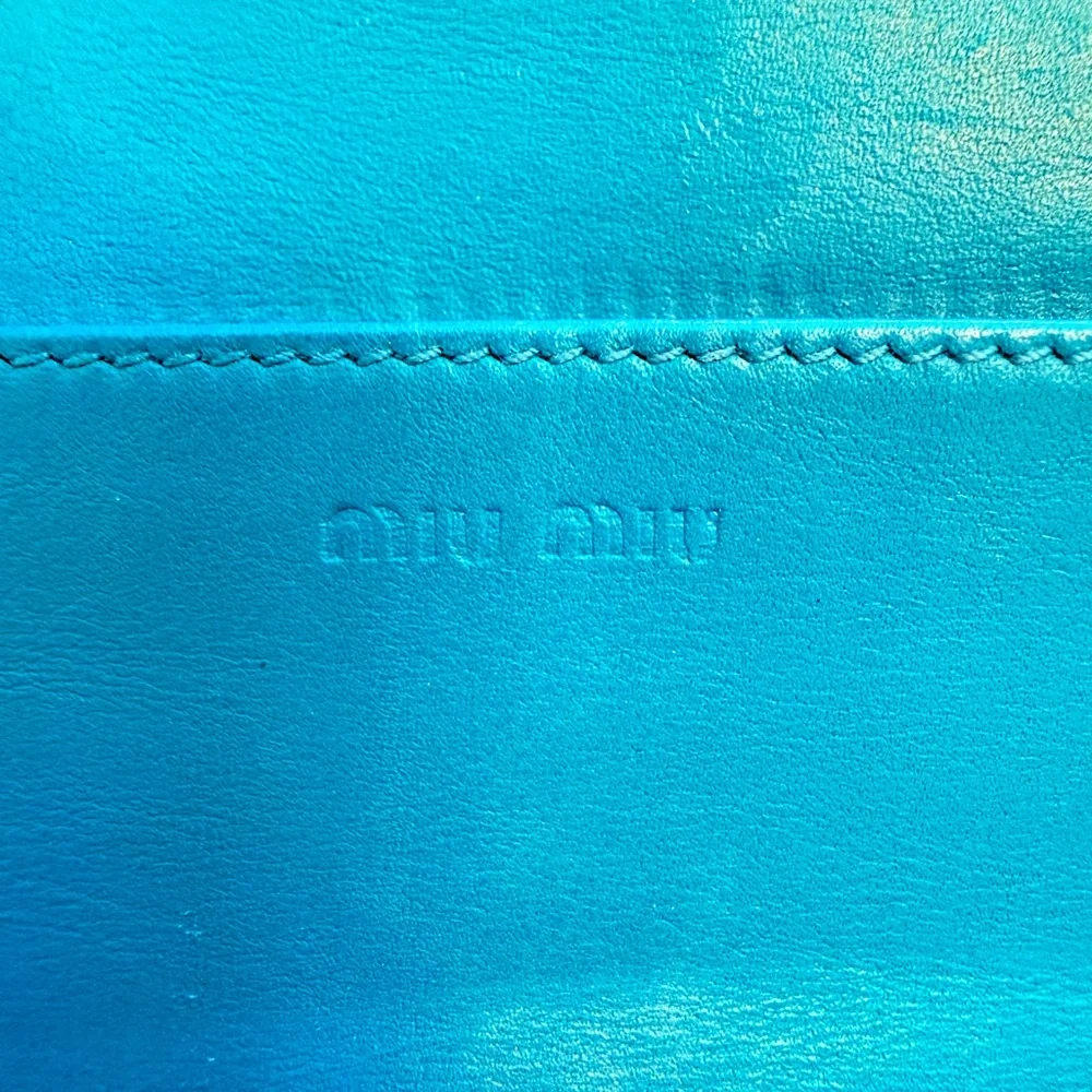 IN BOX! MIU MIU Blue Lagoon Continental Italian Croc Leather Long Snap Wallet - Picture 10 of 16